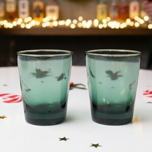 Libbey Juniper Green Glass Tumblers,‎ Set of 2, Heavy Bottom Glasses, Drinkware